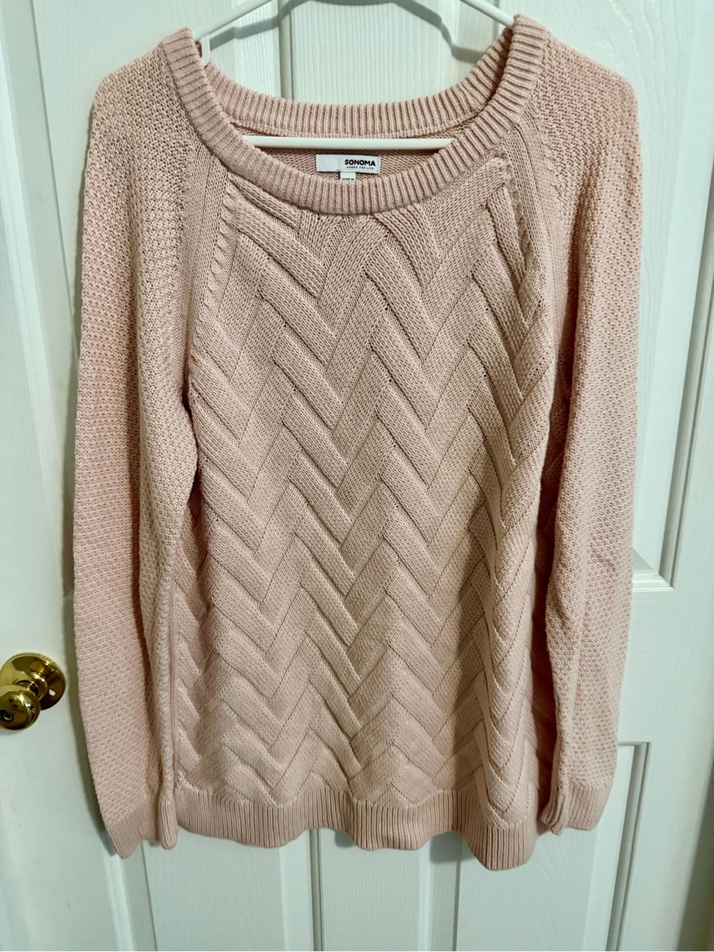Sonoma Blush Cable Knit Crewneck Sweater